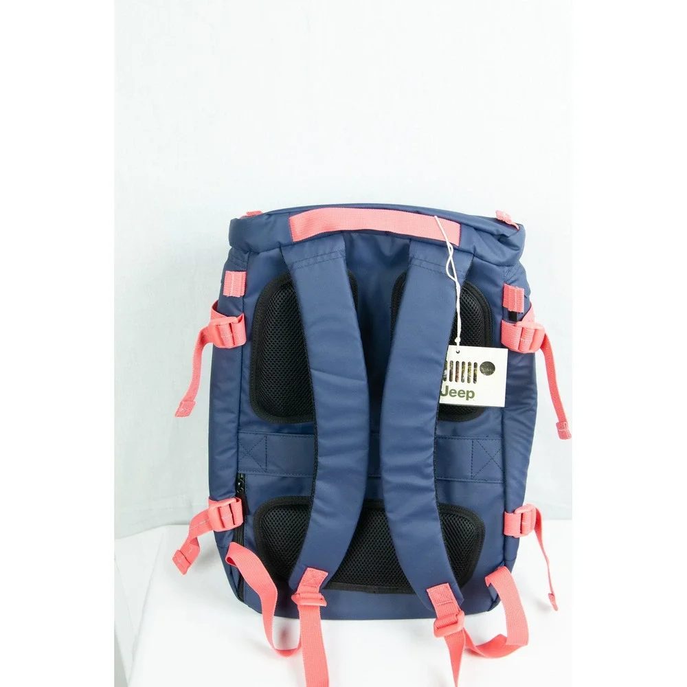 Jeep Adventure Backpack Navy Blue Coral Pink Rucksack Hiking Travel Bag NEW